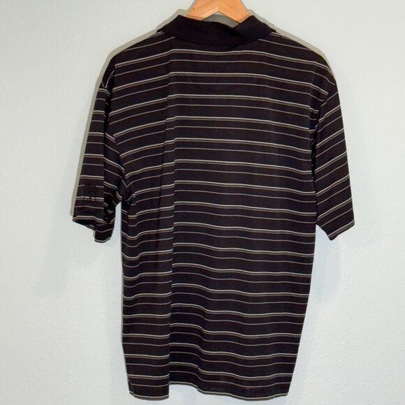 PGA Tour Black White Striped Short Sleeve Polo‎ Shirt Size Large - Picture 2 of 5